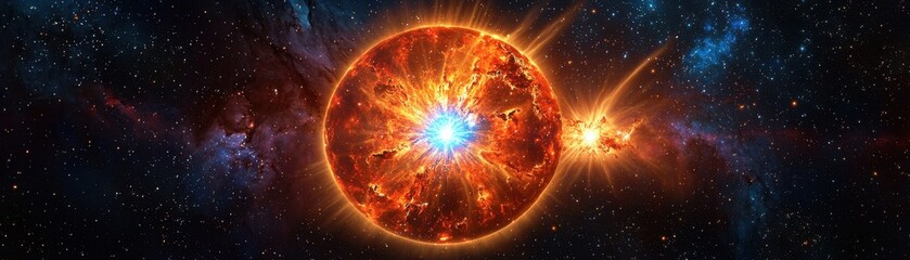 Poster - Explosive Solar Flare Erupting from a Bright Star in Space