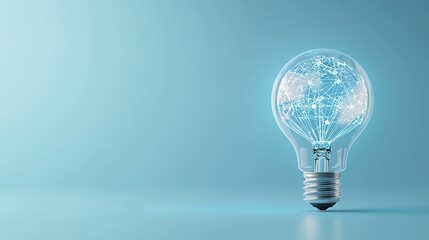 Poster - Luminescent digital light bulb representing the interconnected nature of technology innovation and global communication networks showcasing the potential for progress transformation
