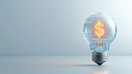 Poster - A futuristic illuminated lightbulb with a glowing dollar sign symbol representing the potential for financial growth innovation and prosperity  category Technology