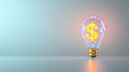 Poster - A glowing lightbulb in the shape of a dollar sign representing the visual elements of a successful business strategy and financial growth potential