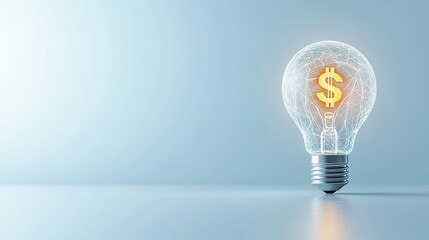 Poster - A bright illuminated lightbulb with a golden dollar sign inside symbolizing the potential for financial success wealth and profitable business ideas