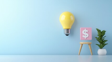 Poster - A visually striking 3D design that showcases a radiant glowing light bulb as a symbol of business creative potential