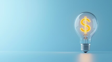 Poster - A glowing three dimensional lightbulb filled with a dollar sign representing the financial potential and growth opportunities in the business world