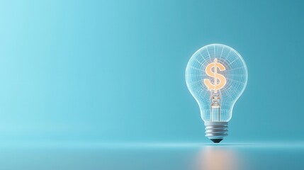 Poster - A creative 3D lightbulb with a dollar symbol radiating energy symbolizing the power of innovation investment and financial success