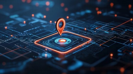 Poster - This visually striking image depicts a futuristic digital global map with a glowing location indicator showcasing the power of advanced mapping and location technologies