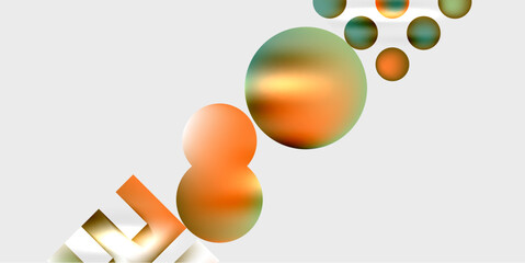 Aufkleber - Abstract composition featuring orange spheres, gradients, shapes. Minimalist design with dark background, light tones. Modern aesthetic.