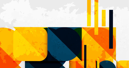 Fototapete - Abstract geometric shapes, vibrant colors, textured background. Modern design elements create dynamic composition.