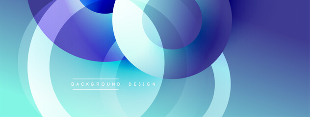 Aufkleber - Abstract fluid shapes overlap, creating vibrant blue turquoise gradients. Modern design elements suggest dynamic movement, smooth transitions.