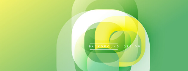 Aufkleber - Abstract green background. Overlapping circles create dynamic visual effect. Modern design elements present smooth gradients.