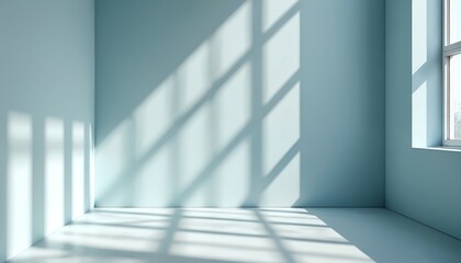 Aufkleber - Empty room with shadow patterns. Light, shadow play on walls. Abstract interior with window light, design concept. Architectural minimal, clean space, modern style.