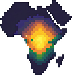 Poster - Pixelated map of africa with vibrant colors.