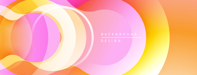 Poster - Abstract flowing shapes, vibrant pinks, oranges, yellows. Modern design, smooth gradients create dynamic visual effect.
