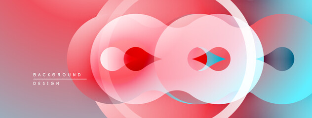 Aufkleber - Abstract design features overlapping translucent circles. Colors shift from red to blue, creating dynamic visual effect. Smooth gradients dominate composition.