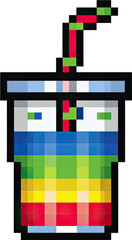 Poster - pixelated drink in a cup with a straw.