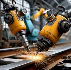 Poster - Advanced Robotic Arms Welding with Torches in an Industrial Workshop Setting