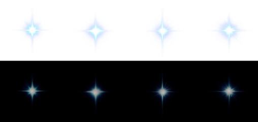Poster - Magical blue shine and glow PNG with sparkles, flares, and radiant light effects perfect for festive, abstract, or decorative designs with a transparent background.