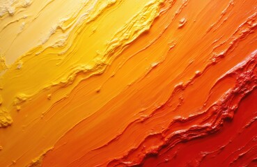 Poster - Vibrant orange, yellow oil paint texture with dynamic brush strokes. Abstract artwork on canvas. Warm fiery sunset, autumn, sunny, amber colors. Modern creative design.