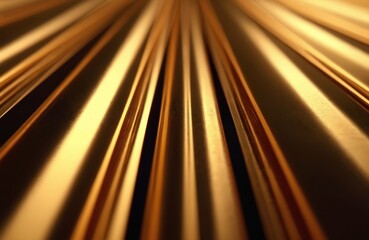 Aufkleber - Golden metal rails texture background. Abstract pattern of metallic bars with light and shadow. Gold steel construction material background for design, decor, advertising, tech and industry projects.
