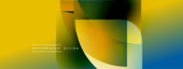 Aufkleber - Abstract vibrant design features overlapping colorful shapes. Yellow, green, orange, blue hues create dynamic composition. Modern aesthetic.