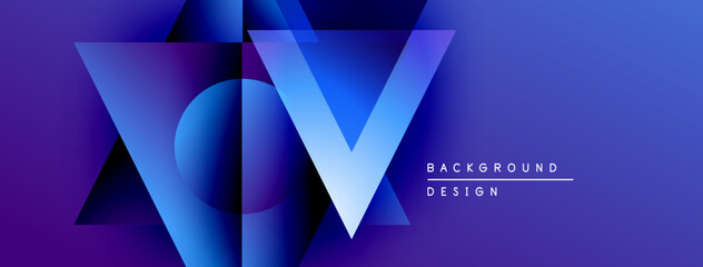 Poster - Abstract blue design features layered geometric shapes, creating vibrant visual effect. Text reads background design. Modern, sleek presentation.