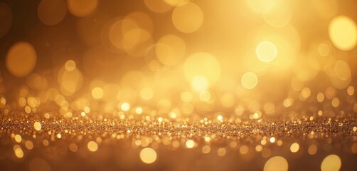 Aufkleber - Golden bokeh background with glitter particles, shine, sparkles. Warm, luxury texture. Festive, holiday mood, anniversary celebration. Christmas, New Year holiday design.