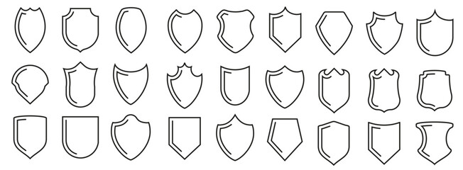 Protection shield icons. Set of shield icons in black. Vector illustration vector