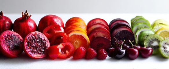 Wall Mural - The colorful arrangement of fresh fruits showcasing a vibrant culinary display