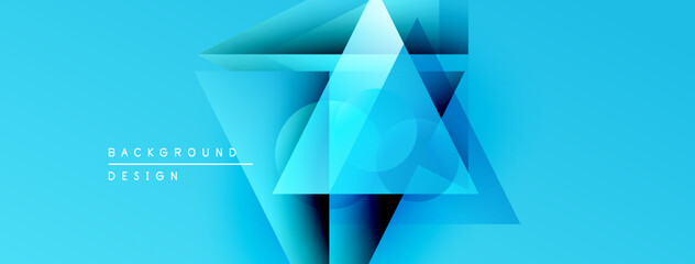 Aufkleber - Abstract geometric shapes overlap, creating dynamic blue gradient background. Modern design elements suggest technology, innovation.