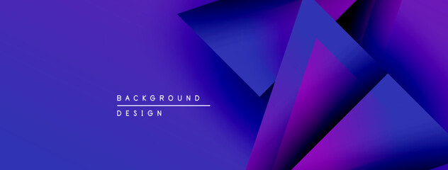 Poster - Abstract geometric shapes, vibrant purple hues, modern design. Gradient background creates depth, visual interest. Text reads background design.