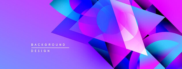 Poster - Abstract vibrant background. Overlapping shapes create dynamic purple, blue, pink gradients. Modern design elements present visual interest.
