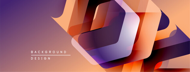 Poster - Abstract geometric design. Gradient purple, orange hues create layered effect. Modern background suitable for digital projects.