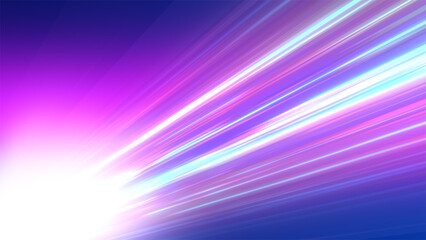 Poster - Vibrant neon light streaks in shades of purple, blue, and pink create an electric futuristic background