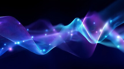 Fototapete - Colorful abstract waves of light and sound create a dynamic visual representation in a dark space