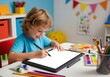 © Aurora Aesthetics - Child Using Blank Drawing Tablet Mockup Creative Kids Art