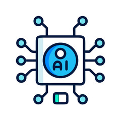 Poster - Stylized AI chip on White Background depicts artificial intelligence