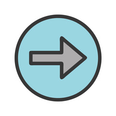 Poster - Minimalistic right arrow icon within light blue circle shape