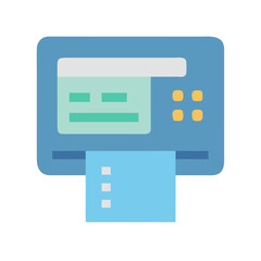 Poster - Stylized flat vector graphic of an information kiosk machine