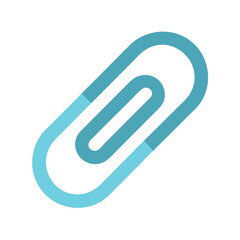 Poster - Isolated turquoise paper clip on White backdrop flat design
