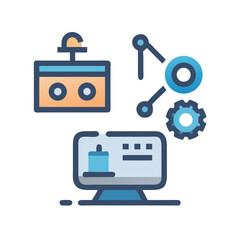 Poster - Computer and gear for engineering work and technology solutions