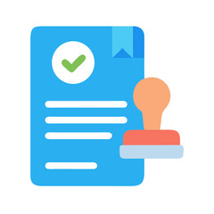 Poster - Approval stamp on document with checkmark icon illustration