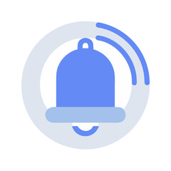 Poster - Stylized bell icon with notification sound waves in blue