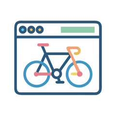 Poster - Website page featuring line art bicycle illustration icon
