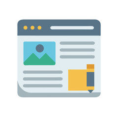 Poster - Simple flat illustration of a blog post creation process