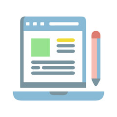 Poster - Laptop with content creation mock up and pencil illustration