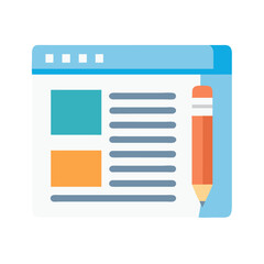 Poster - Blog writing website creation content management pencil vector art