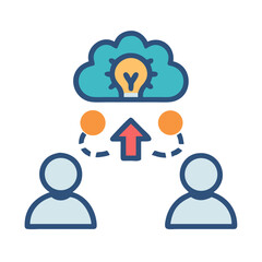 Poster - People connecting sharing idea represented by cloud and bulb