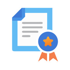 Poster - Certificate icon with star award flat design style