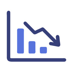 Poster - Declining bar graph demonstrating financial loss and recession illustration