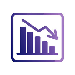 Poster - Decreasing graph icon representing financial loss or economic decline