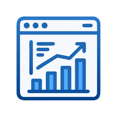 Poster - Rising bar graph displayed on a computer screen icon